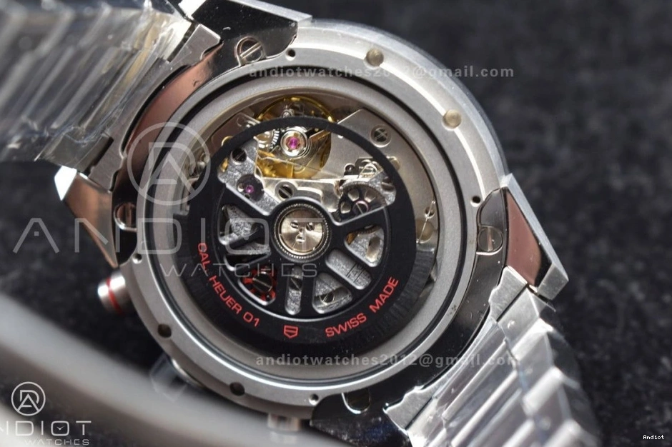 SS 01 on A1887 Chrono Best Black Calibre Dial Bracelet SS XF Strap 1:1 Edition Heuer 0209